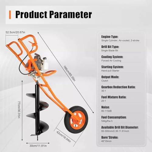 Post Hole Digger, 63CC 3HP 2-S - огляд і ціна Post Hole Digger